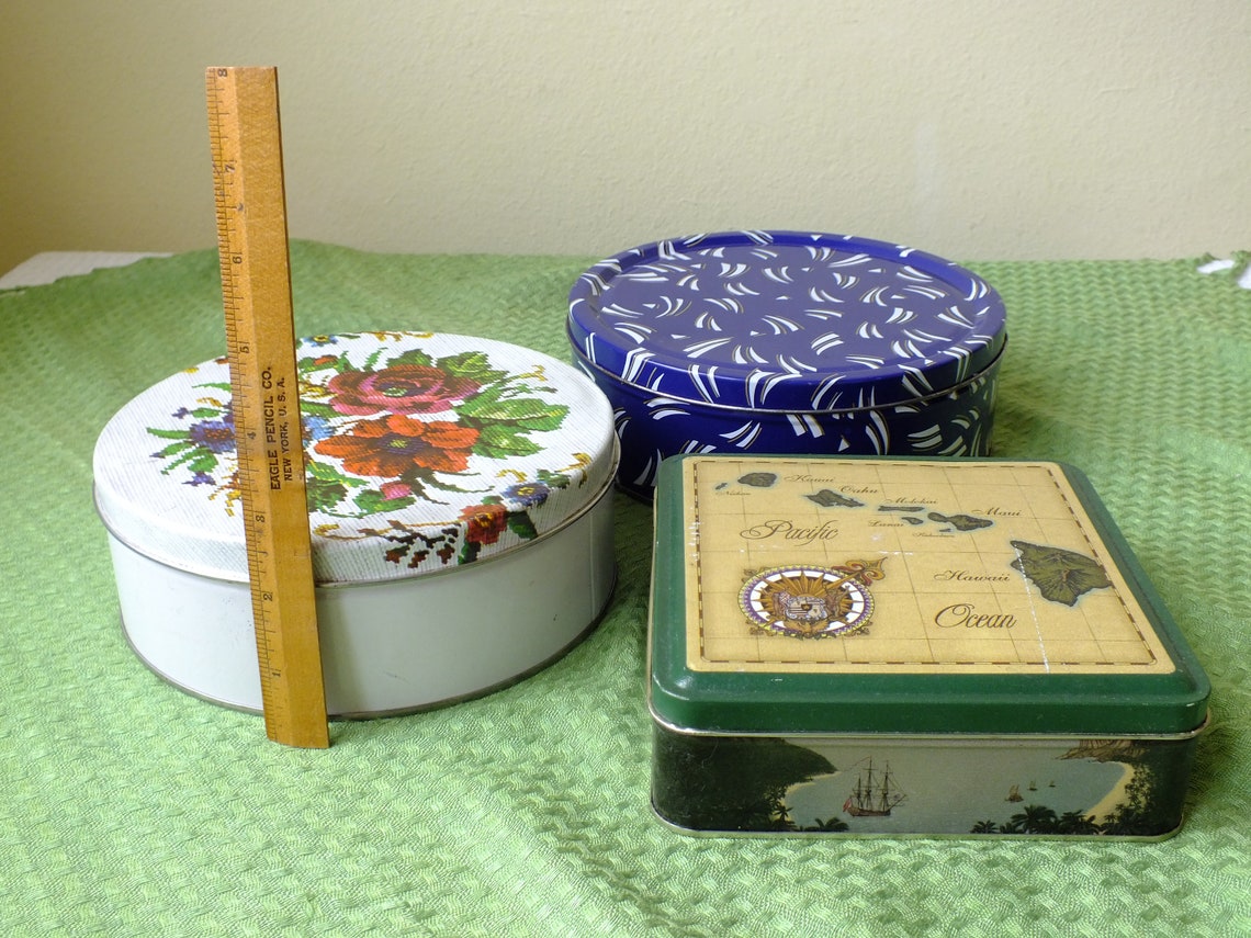 Set of 3 VINTAGE COOKIE TINS Metal Airtight Storage Etsy