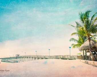 Venice Beach, Florida Fishing Pier, Beach Art, Wall Art Photo, Coastal Art, Beach Life, Beach Photo, Summer Decor, Large Prints, Palm Tree