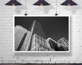 Philadelphia Black&White Photography, Philly Comcast Ctr, Modern Buildings, City Architecture, Office Art, Urban Industrial Wall Art