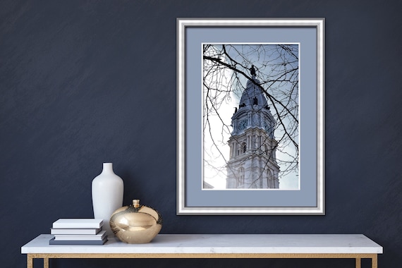 Philadelphia Wall Art, Fine Art Photo, Billy Penn City Hall, Historic Building, Office Gallery Art, Modern Blue White Decor, Ltd. Edition