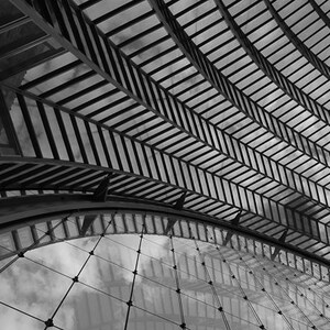 Urban Industrial Wall Art, Architectural Black&White Print, Skylight Print, Kimmel Center Verizon Hall, Philadelphia Photo Art, Office Art