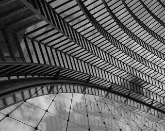 Urban Industrial Wall Art, Architectural Black&White Print, Skylight Print, Kimmel Center Verizon Hall, Philadelphia Photo Art, Office Art