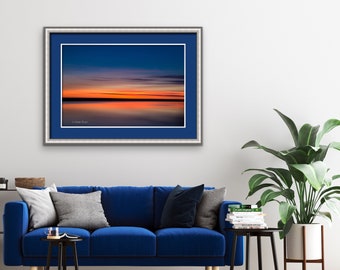 Sunset Art, Abstract Photography, New Jersey Beach Print, Blue, Orange, Yellow, Wall Art, Beach House Decor, Modern Home Decor, Office Art
