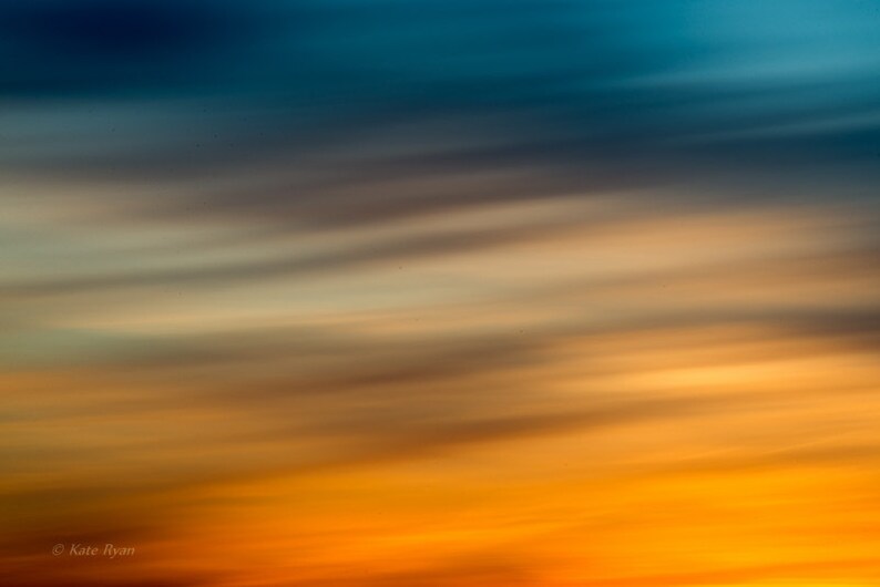 Abstract Art, Sunset, Photography, New Jersey Beach Print, Blue, Orange