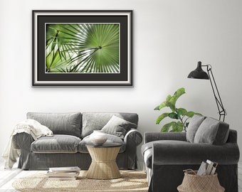 Botanical Print, Green Palm Leaves, Tropical Decor, Green Design, Beach House Decor, Minimalist Wall Art, Modern Wall Art, Tropical Wall Art