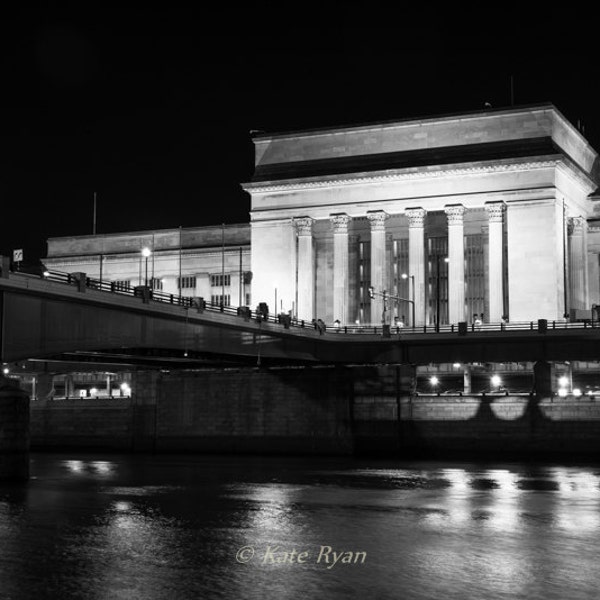 Philadelphia Art, Photography, Amtrak Train Station, City Architecture, Nightscape, Color, Black & White, Wall Art, Office, Home, Commercial