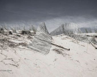 Beach Print, Beach Wall Art, Coastal Art, Beach Photo, New Jersey Beach, LBI, Sand Dunes, Beach House Decor, Neutral, Blue, Beige Tones