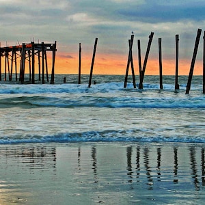 New Jersey Beach Photo, Old Fishing Pier, 59th Street, Beach Sunrise Print, Coastal Art, Ocean City, Beach House Wall Art