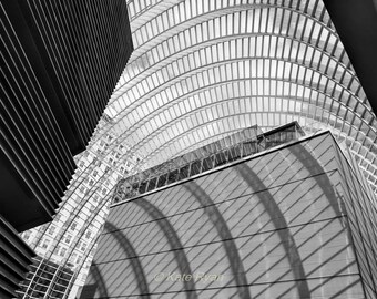 Modern Architectural Black&White Print, Urban Industrial Wall Art, Skylight Print, Kimmel Center Verizon Hall, Philadelphia Photograph