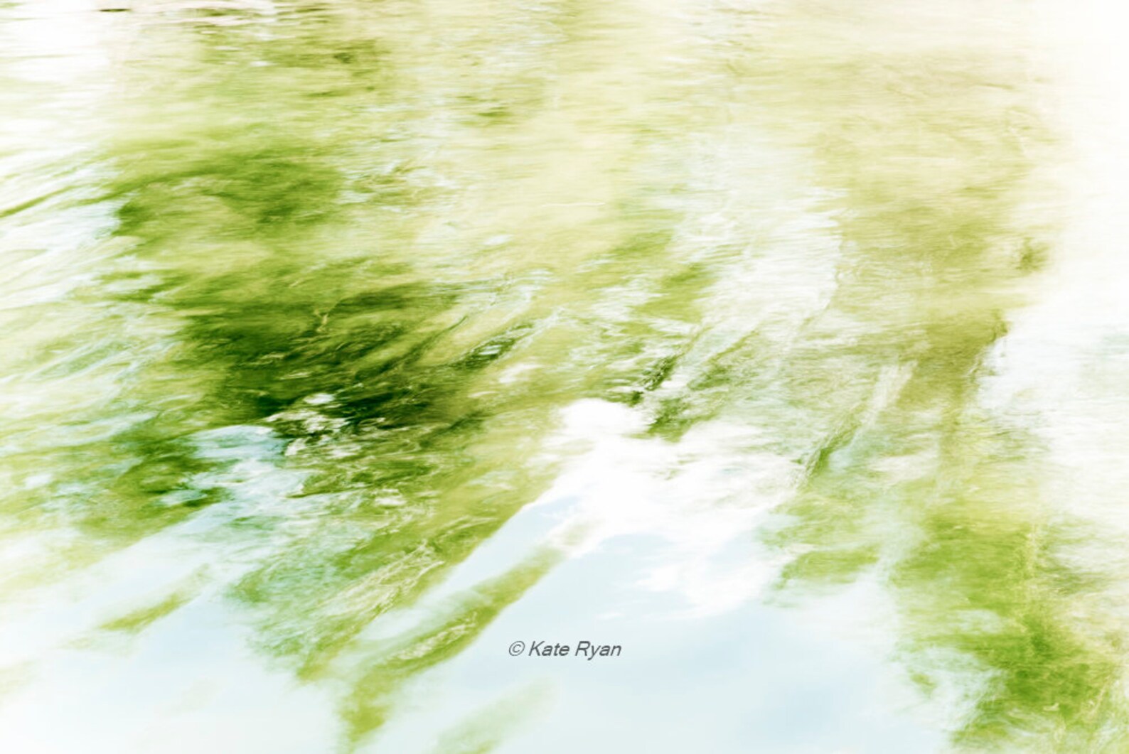 Green Nature Art, Pastel Abstract Print, Fine Art Photo, Water