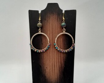 Faux Gem Hoop Earrings, Hooped Earrings, Hooped Jewelry, Faux Diamond Earrings, Nickel Free Earrings, Gold Plated Earrings