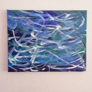 11&quot;x14&quot; Blue Abstract Painting, Original Artwork