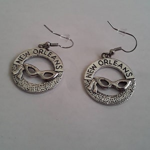 New Orleans Mardi Gras Mask Earrings, Nickel Free, Mardi Gras Jewelry, New Orleans Jewelry, Silver Plated Earrings