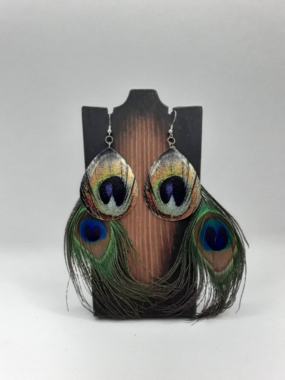 Small peacock deals feather earrings