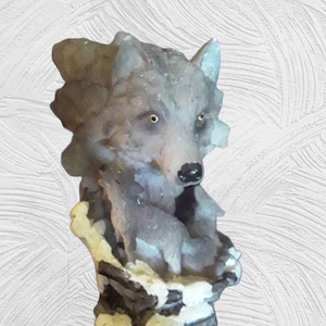Vintage Grey Wolf Figurine