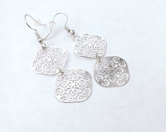 Silver Filigree Earrings, High Fashion Anniversary Gift