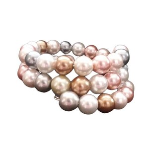 Faux Pearl Bead Bracelet, Beaded Memory Wire Baracelet, Beaded Bracelet, Memory Wire Bracelet, Acrylic Pearl Beads
