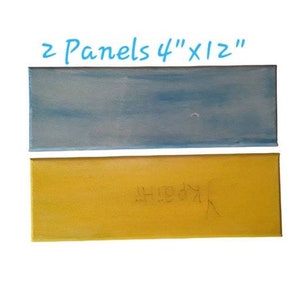 Ukrainian Flag Acrylic Painting, 4&quot;x12&quot; Acrylic on Canvas Painting, Ukrainian Humanitarian Awareness, Flag of Ukraine