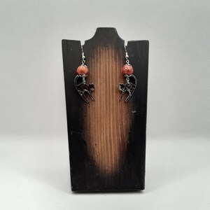 Beaded Black Cat Earrings, Halloween Earrings, Black Silver Plated Earrings, Arched Back Cat Earrings, Cat Jewelry, Beaded Cat Earrings