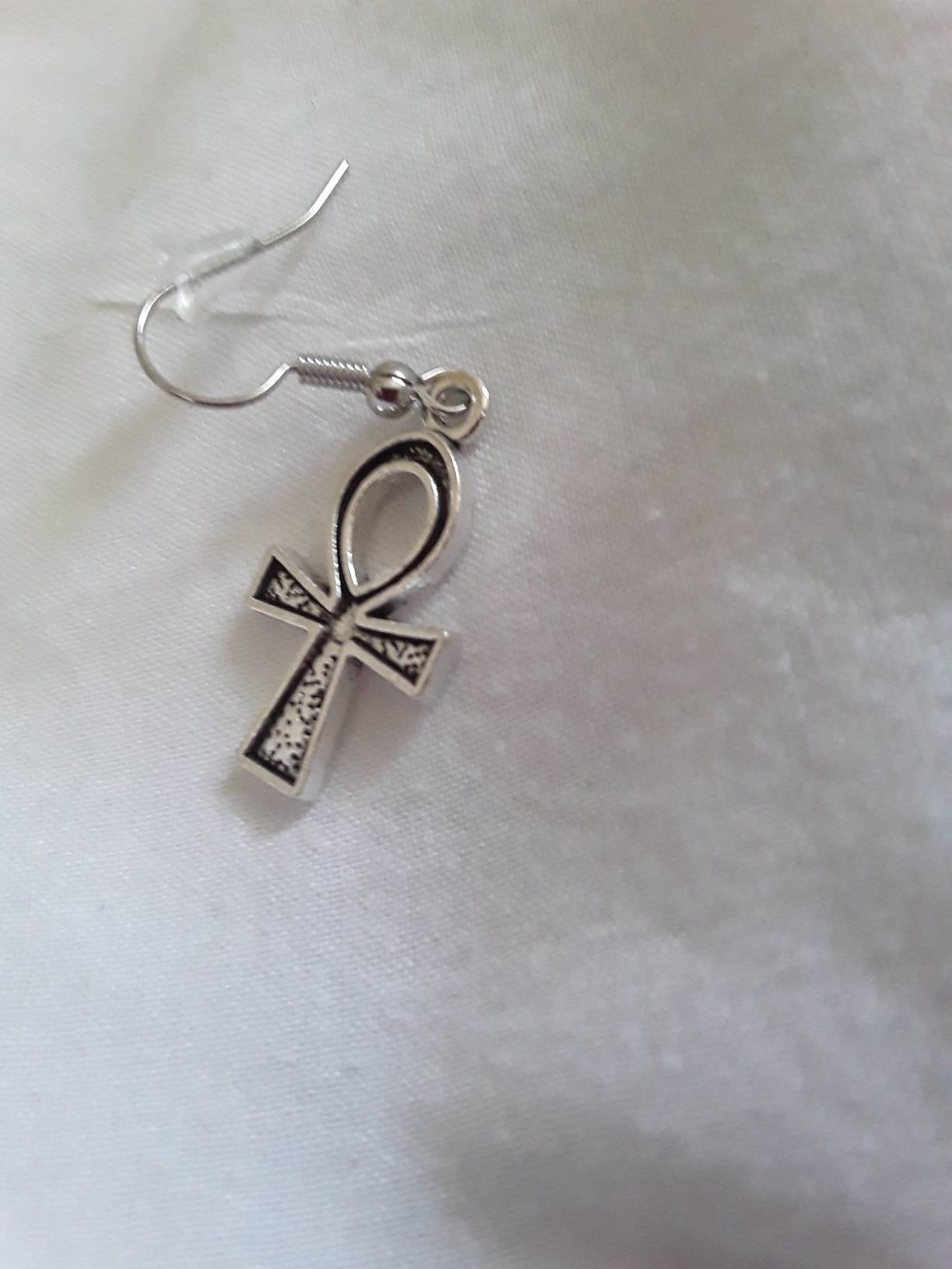 Men's Silver Tone Ankh Earring Egyptian Themed Earring Etsy UK