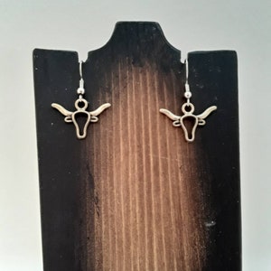 Longhorn Cattle Silouette Earrings, Texas Longhorn Cattle Earrings