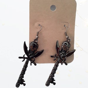 Skull and Crossbone Sword Earrings