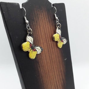 Yellow Enamel Wing Butterfly Earrings