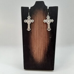 Crucifix Earrings, Christian Jewelry, Cross Earrings, Religious Jewelry, Silver Plated Crucifix, Religious Earrings, Christian Earrings