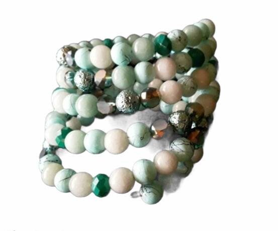 Seafoam Grünes Memory Wire Armband Damen Armband | Etsy