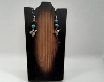 Beaded Hummingbird Earrings, Bird Watchers Gift, Nickel Free Earrings, Silver Plated Earrings, Bird Jewelry, Hummingbird Earrings