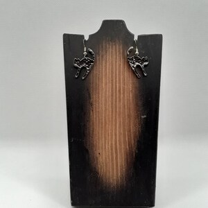 Black Cat Earrings, Halloween Earrings, Black Silver Plated Earrings, Arched Back Cat Earrings, Cat Jewelry