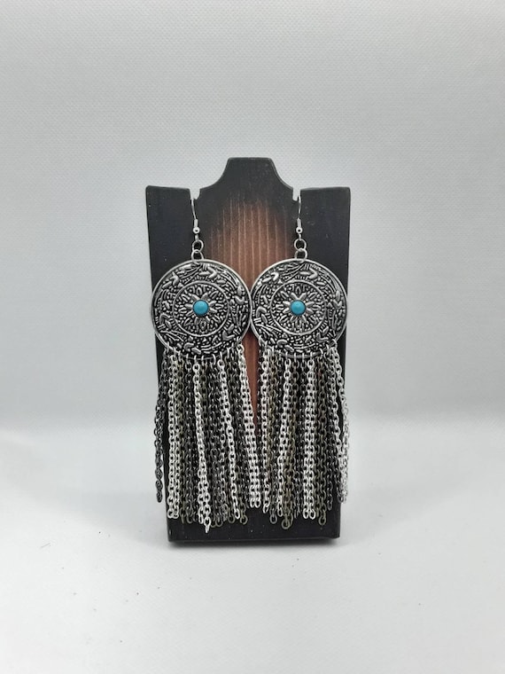 Southwestern Style Chain Earrings Multi Color Chain Earrings