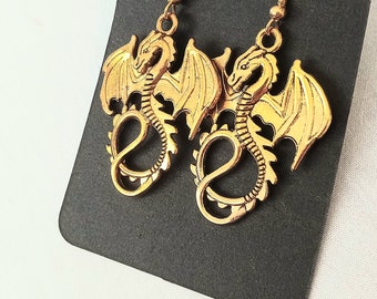 Gold Plated Dragon Earrings