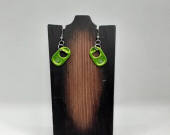 Green Soda Tab Earrings, Green Soda Pop Tabs, Ready to Ship, Soda Pop Tabs, Soda Pop Tab Jewelry