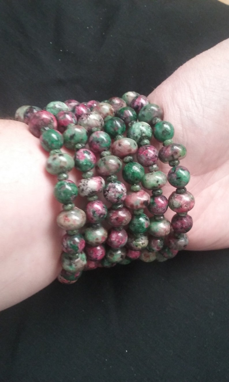 Fashion Jewelry Rondelle Morganite Bracelet Women/'s Wrap Bracelet Memory Wire Bracelet Zoisite Bracelet Natural Stone Beaded Bracelet