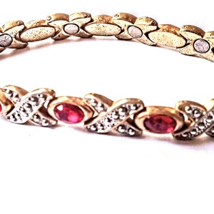 Vintage XOXO-armband för kvinnor, rubin- och diamantfärg