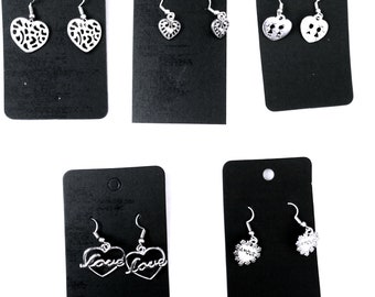 Heart Shaped Pierced Earrings Set, 5 Pairs of Earrings