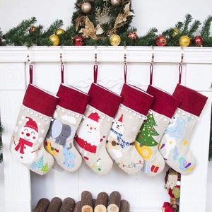 Custom Embroidered Stocking Snowman Santa Christmas Tree Polar bear Unicorn Elephant