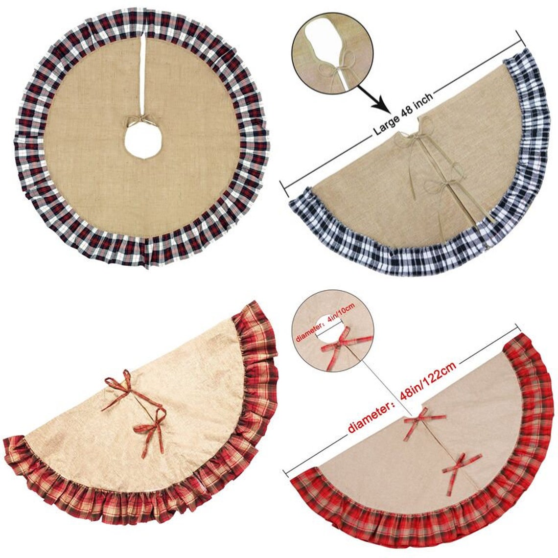 Custom Embroidered Christmas Tree Skirt 60 Inch Burlap White Etsy