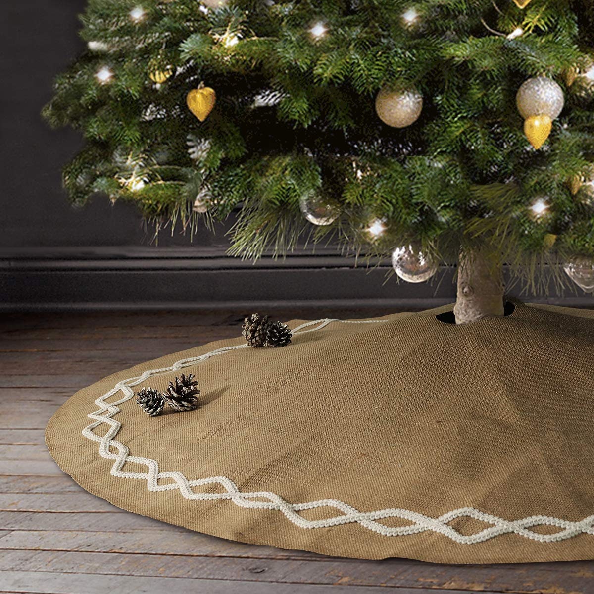Custom Embroidered Christmas Tree Skirt 60 Inch Burlap White Etsy