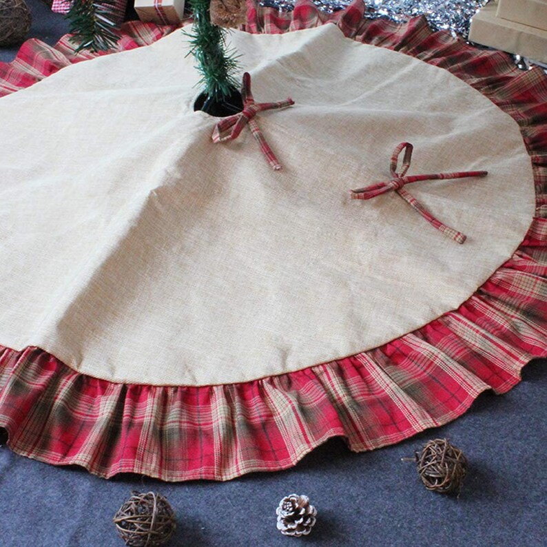 Custom Embroidered Christmas Tree Skirt 36 inch burlap plaid Etsy