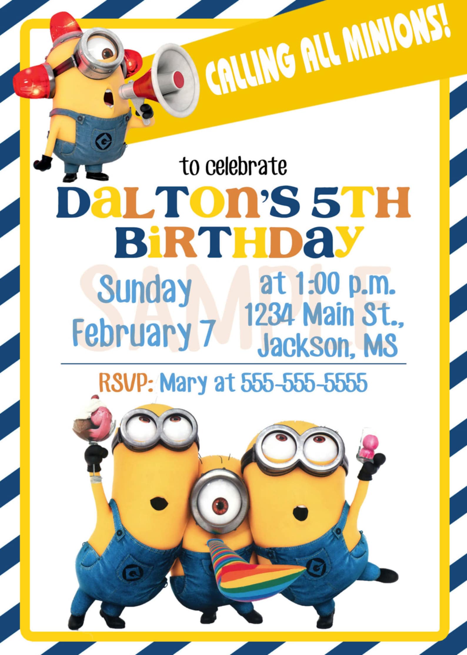 Printable Minion Birthday Invitation Minions Despicable Etsy