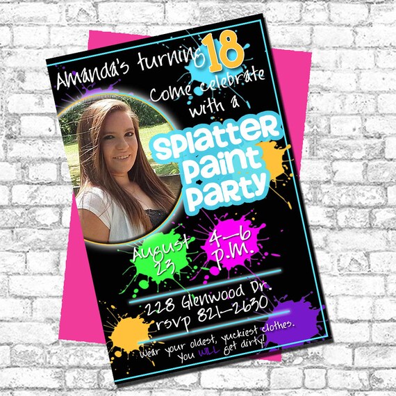 Printable Birthday Invitation Splatter Paint/Art Party | Etsy