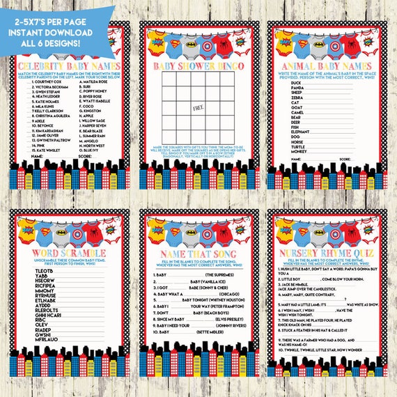 Matching Sunflower Baby Shower Invitation Instant Download Set of 6 Printable Baby Shower Games INSTANT DOWNLOAD
