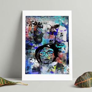 Graffitti and Girl in a Hat Art Print