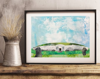 Newgrange Passage Tomb, Ireland, Illustration Prints