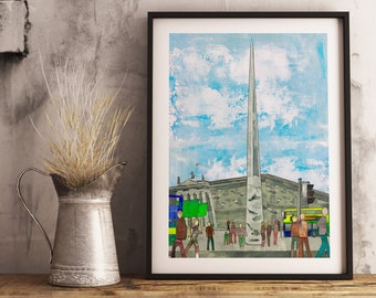 The Spire, Dublin, Ireland Illustration Print