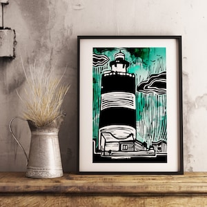 Hook Head Lighthouse Digital Linocut image 1