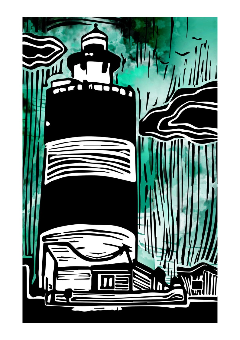Hook Head Lighthouse Digital Linocut image 2