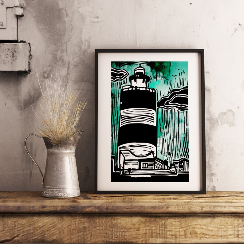 Hook Head Lighthouse Digital Linocut image 1
